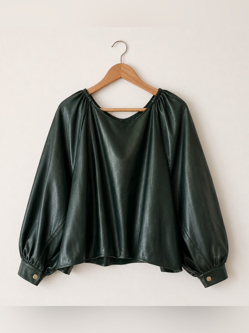Emily McCarthy Poppy Top Green Vegan Leather NWT retail $198